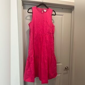 Sleeveless Ruffled Neck Pink Dress